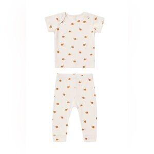 QUINCY MAE RIBBED SHORT SLEEVE TEE & LEGGING SET, Snail Pattern, Size 3-6 Months